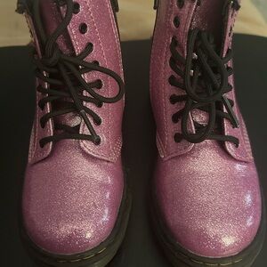 Dr. Martens Pink Glitter Boots with Black Interior